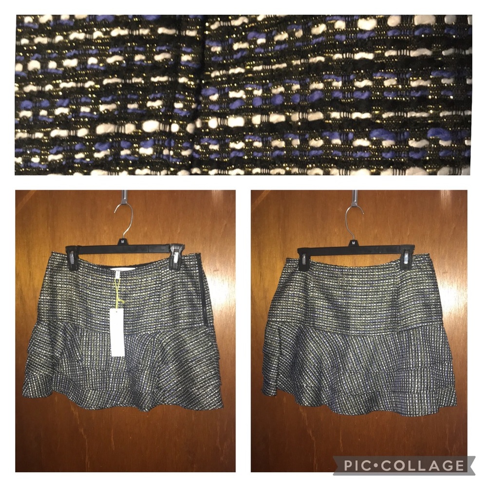 🆕 BCBGeneration Blue/Black Tiered Ruffle Skirt 8